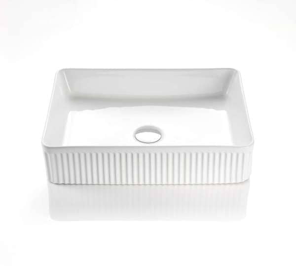 500x380x120mm Rectangle Above Counter Ceramic Basin Ultra Slim Gloss White
