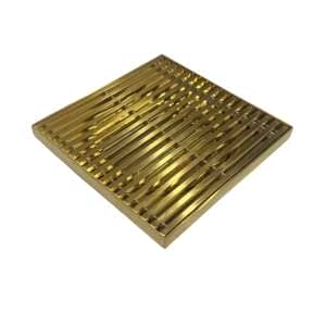 Brushed Gold Linear Floor Grate – Stainless Steel – 115mm (80mm Waste)