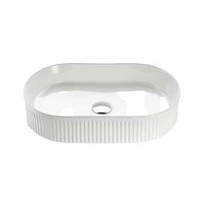 Oval Above Counter Ceramic Basin Ultra Slim – Fluted – Gloss White – 580x360x120mm | CA5836-GW