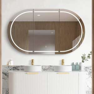 LED BONDI 1500×900 Shaving Cabinet Natural Oak | LED-BOSV1590N
