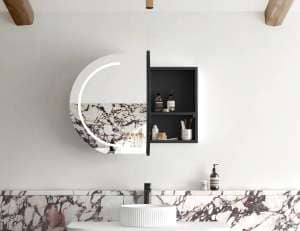 LED BONDI 900×600 Shaving Cabinet Black Oak | LED-BOSV9060B