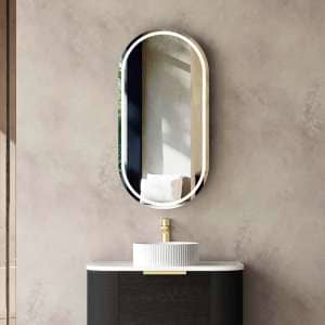 LED Noosa Oval Shape Shaving Cabinet Black Oak | LED-SOV9045B