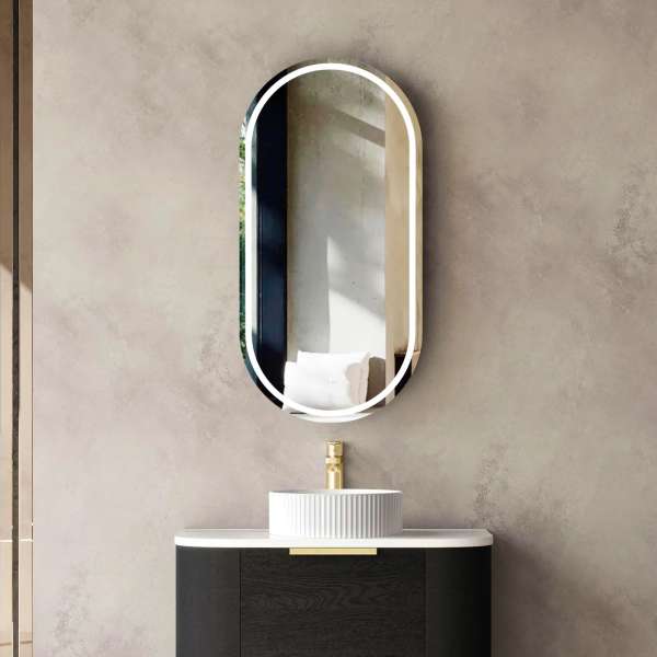 LED Noosa Oval Shape Shaving Cabinet Black Oak | LED-SOV9045B