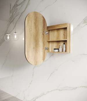 LED Noosa Oval Shape Shaving Cabinet Natural Oak | LED-SOV9045N