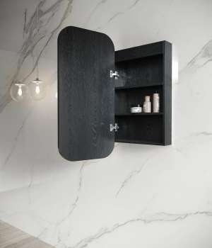 LED Newport Soft Square Shaving Cabinet Black Oak | LED-SSQ9045B