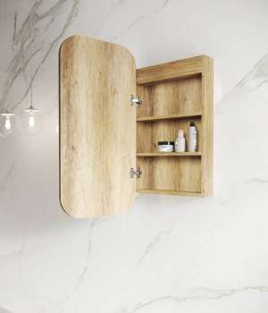 LED Newport Soft square Shaving Cabinet Natural Oak | LED-SSQ9045N