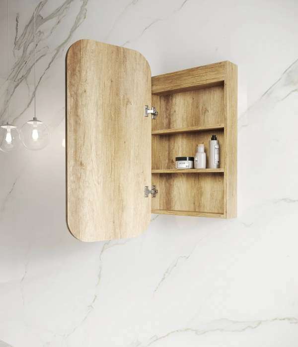 LED Newport Soft square Shaving Cabinet Natural Oak | LED-SSQ9045N