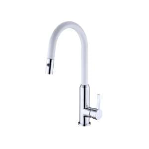 Nero Pearl Pull Out Sink Mixer With Vegie Spray Function Chrome White | NR231708CW