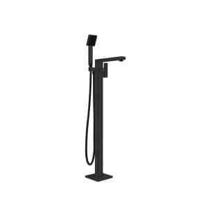 Nero Square Freestanding Bath Mixer With Hand Shower Matte Black | NR310703aMB