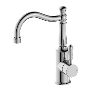 Nero York Basin Mixer Hook Spout With Metal Lever Chrome | NR69210202CH