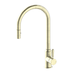 Nero York Pull Out Sink Mixer With Vegie Spray Function With Metal Lever Aged Brass | NR69210802AB
