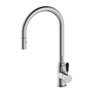 Nero York Pull Out Sink Mixer With Vegie Spray Function With Black Porcelain Lever Chrome | NR69210803CH