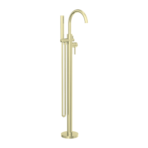 Nero Mecca Round Freestanding Mixer With Hand Shower Brushed Gold | NR210903aBG