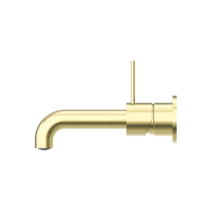 Nero Mecca Wall Basin/Bath Mixer Separate Back Plate Handle Up 260mm Brushed Gold | NR221910D260BG