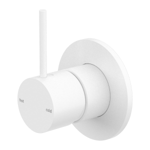 Nero Mecca Shower Mixer Handle Up 80mm Plate Matte White | NR221911BMW