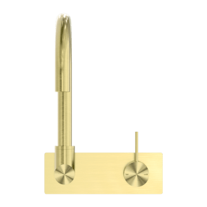Nero Mecca Wall Basin/Bath Mixer Swivel Spout Handle Up Brushed Gold | NR221910PBG