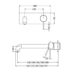 Nero Mecca Wall Basin/Bath Mixer 160mm Trim Kits Only Brushed Bronze | NR221910A160TBZ