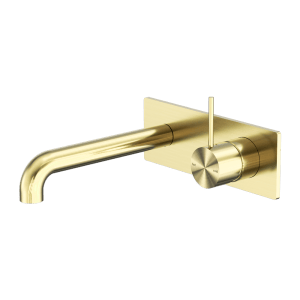 Nero Mecca Wall Basin/Bath Mixer Handle Up 230mm Brushed Gold | NR221910B230BG