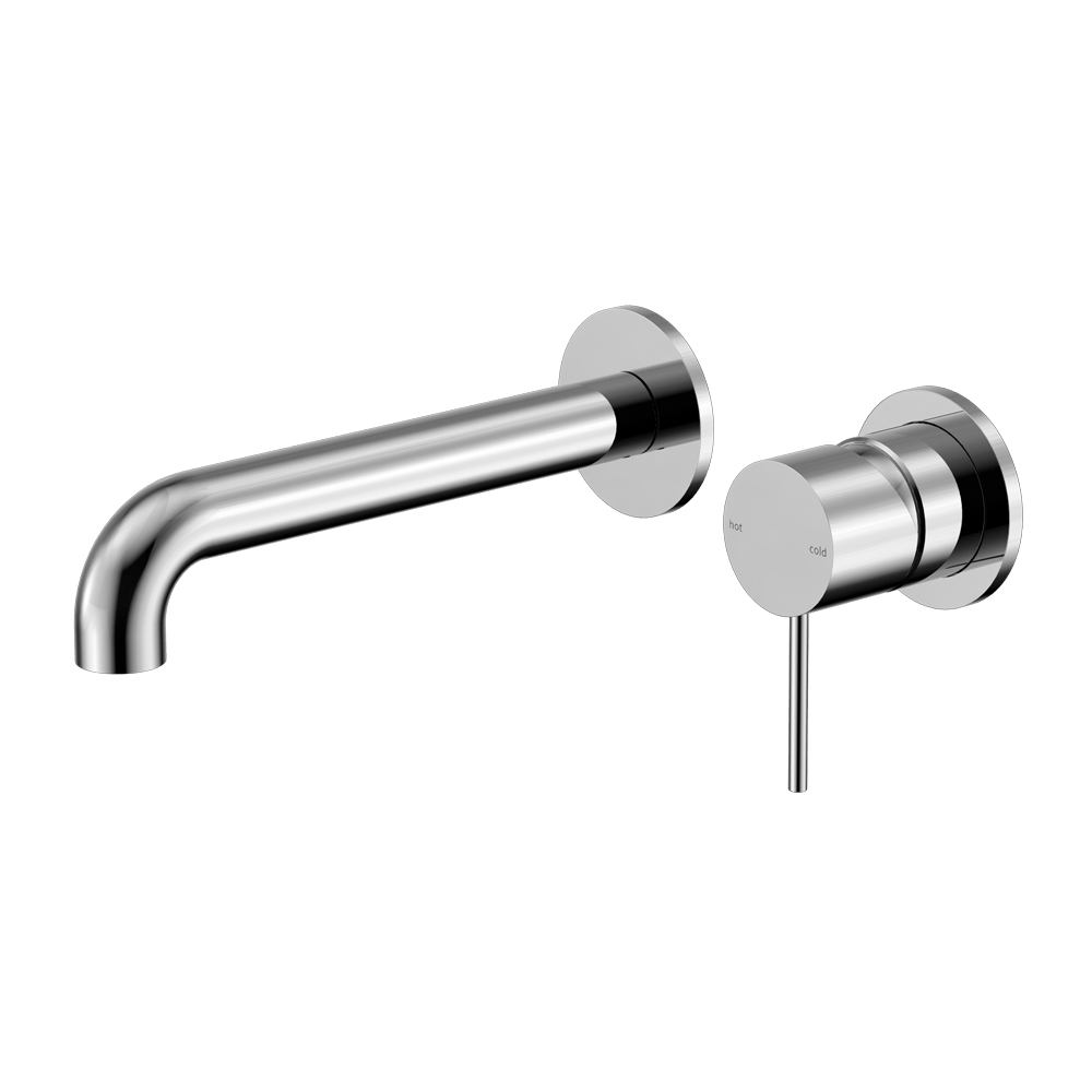 Nero Mecca Wall Basin/Bath Mixer Separete Back Plate 185mm Chrome