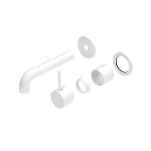 Nero Mecca Wall Basin/Bath Mixer Separate Back Plate Handle Up 120mm Trim Kits Only Matte White | NR221910D120TMW