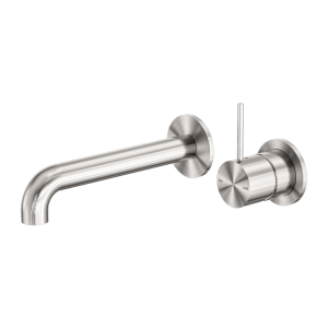 Nero Mecca Wall Basin/Bath Mixer Separate Back Plate Handle Up 260mm Brushed Nickel | NR221910D260BN