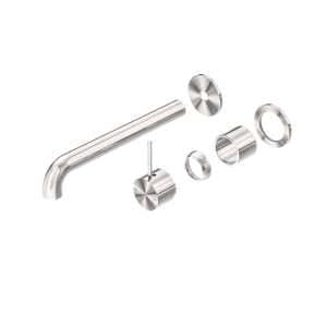 Nero Mecca Wall Basin/Bath Mixer Separete Back Plate Handle Up 185mm Trim Kits Only Brushed Nickel | NR221910D185TBN