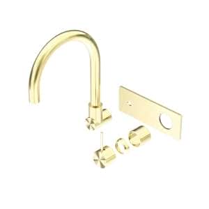 Nero Mecca Wall Basin/Bath Mixer Swivel Spout Handle Up Trim Kits Only Brushed Gold | NR221910PTBG