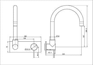 Nero Mecca Wall Basin/Bath Mixer Swivel Spout Trim Kits Only Matte Black | NR221910QTMB