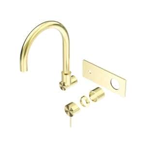 Nero Mecca Wall Basin/Bath Mixer Swivel Spout Trim Kits Only Brushed Gold | NR221910QTBG