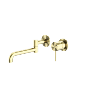 Nero Mecca Wall Basin/Bath Mixer Swivel Spout 225mm Brushed Gold | NR221910RBG