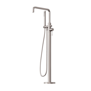 Nero Opal Freestanding Bath Mixer With Hand Shower Brushed Nickel | NR251903ABN