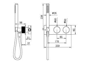 Nero Opal Progressive Shower System Trim Kits Only Graphite | NR252003ctGR