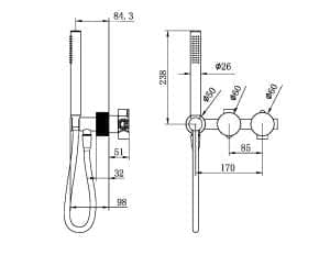 Nero Opal Progressive Shower System Separate Plate Trim Kits Only Graphite | NR252003dtGR