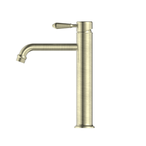 Nero York Straight Tall Basin Mixer With Metal Lever Aged Brass | NR692101a02AB