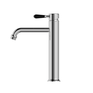 Nero York Straight Tall Basin Mixer With Black Porcelain Lever Chrome | NR692101a03CH