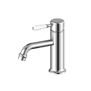 Nero York Straight Basin Mixer With White Porcelain Lever Chrome | NR692101b01CH