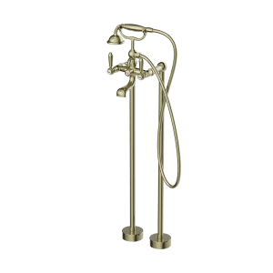Nero York Freestanding Bath Set With Metal Hand Shower Aged Brass | NR692103a02AB