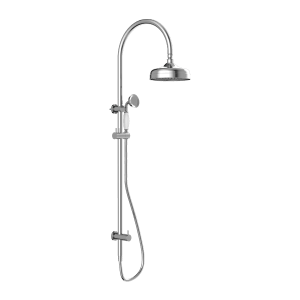 Nero York Twin Shower With White Porcelain Hand Shower Chrome | NR69210501CH