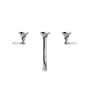 Nero York Wall Basin Set With White Porcelain Lever Chrome | NR692107a01CH