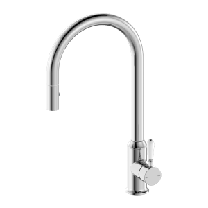 Nero York Pull Out Sink Mixer With Vegie Spray Function With White Porcelain Lever Chrome | NR69210801CH