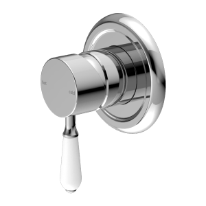 Nero York Shower Mixer With White Porcelain Lever Chrome | NR69210901CH