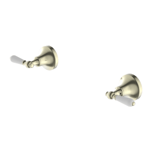 Nero York Wall Top Assemblies With White Porcelain Lever Aged Brass | NR692109b01AB