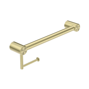 Nero Mecca Care 32mm Grab Rail With Toilet Roll Holder 450mm Brushed Gold | NRCR3218ABG