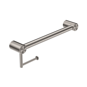 Nero Mecca Care 32mm Grab Rail With Toilet Roll Holder 450mm Brushed Nickel | NRCR3218ABN