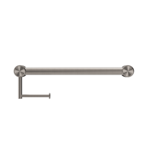 Nero Mecca Care 32mm Grab Rail With Toilet Roll Holder 450mm Brushed Nickel | NRCR3218ABN