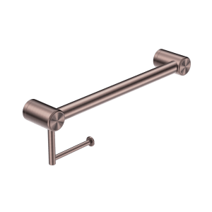 Nero Mecca Care 32mm Grab Rail With Toilet Roll Holder 450mm Brushed Bronze | NRCR3218ABZ