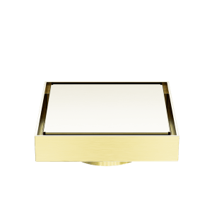 Nero 130mm Square Tile Insert Floor Waste 80mm Outlet Brushed Gold | NRFW007BG
