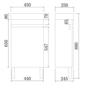 Evie Wood Grain PVC Floor Mini/Slim Vanity – Oak – 450mm | EV42LG-OAK