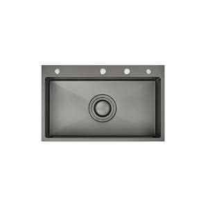 770mm Gun Metal PINIZ Single Bowl Workstation Kitchen Sink – Slide Lip – Nano Coated Embossed Stainless Steel – Anti-Scratch