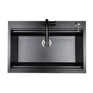 840mm Black Single Bowl Workstation Kitchen Sink with Steps – Granite | HG-935023-B-2653